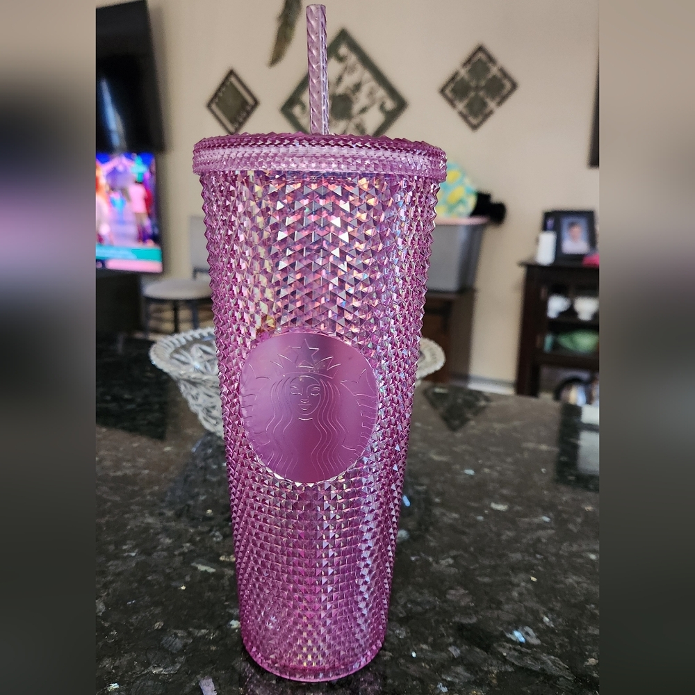 Walt Disney World 50th Anniversary Geometric Pink Starbucks Tumbler with Straw